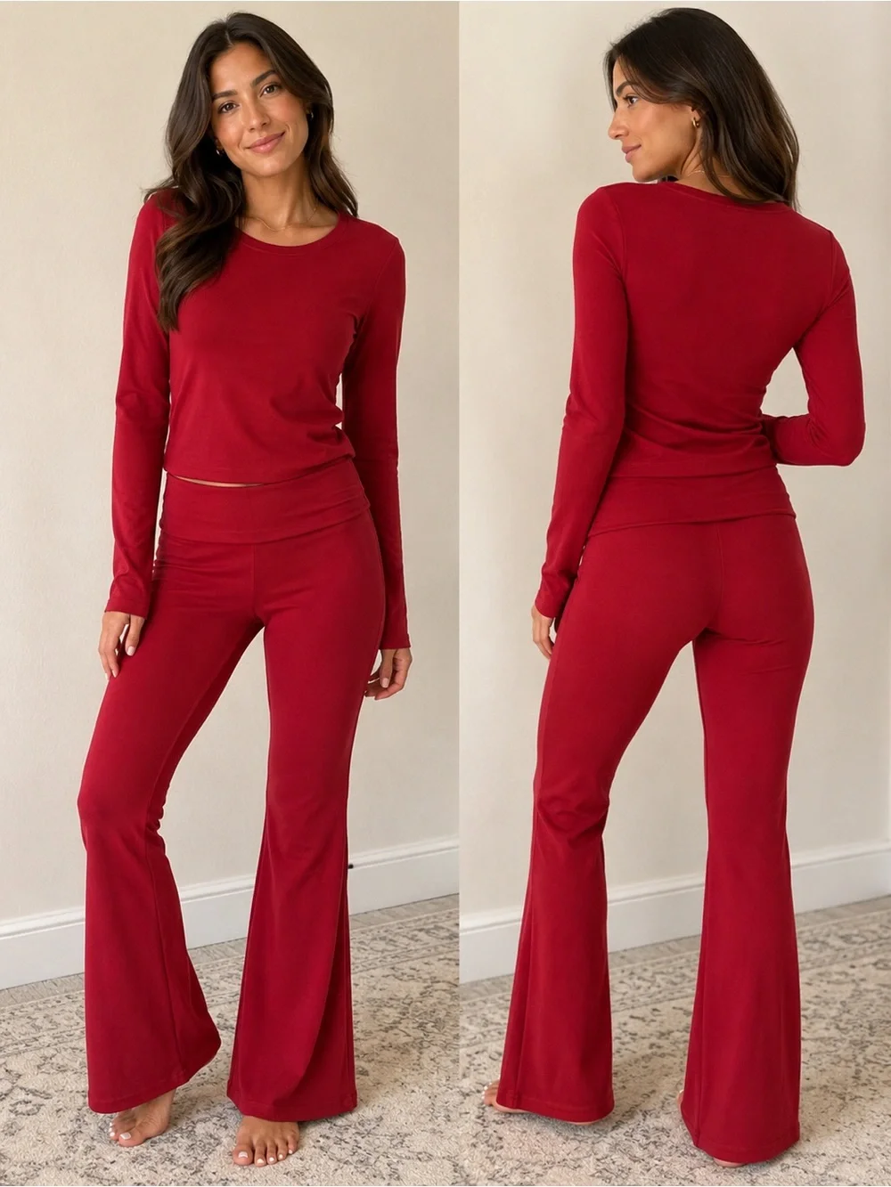 Matching Lounge Set | Athleisure, Travel, Yoga 2pc set - Size Small Deep Red